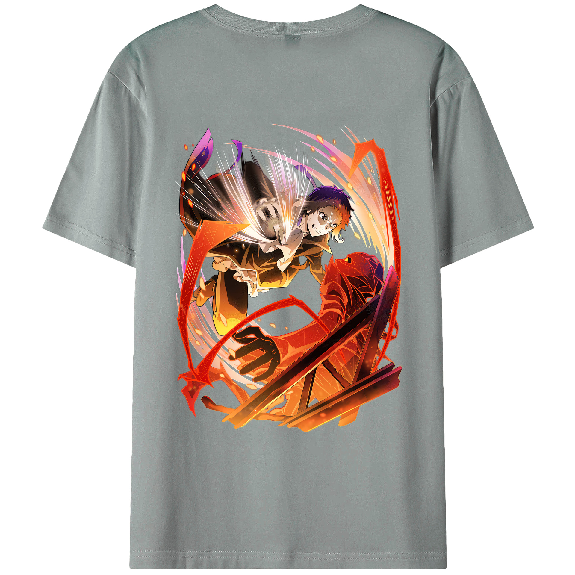 （画像用） 文豪ストレイドッグス Bungo Stray Dogs 綿100％ メンズ半袖Tシャツ（バックプリント） 通気性